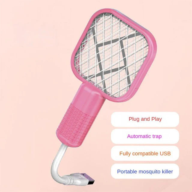 Mini USB Portable Mosquito Racket – Plug & Play Electric Mosquito Killer with Purple Night Light Hikmat Plus