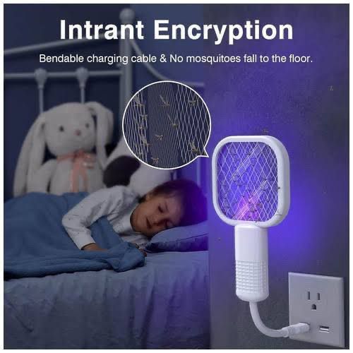 Mini USB Portable Mosquito Racket – Plug & Play Electric Mosquito Killer with Purple Night Light Hikmat Plus